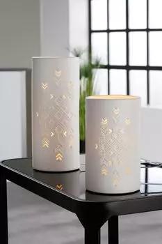 GILDE Лампа с рисунком - белый - В. 20,5 см x Ш. 12 см x Г. 12 см