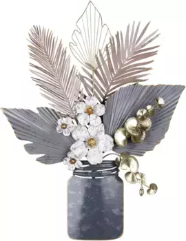 GILDE Настенный декор "Настенная рельефная ваза Виола" 73х95х11 см, серый