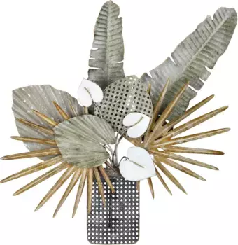 GILDE Настенный декор "Настенная рельефная ваза Aruba" 67х73х8 см, зеленый