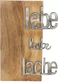 GILDE Настенный декор "Настенный предмет Живи, люби, смейся" 28х39х25 см, цвет naturfarben, silberfarben