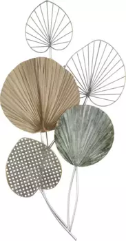 GILDE Настенный декор "Настенный рельеф 5 листьев" 48х90х6 см, цвет natur