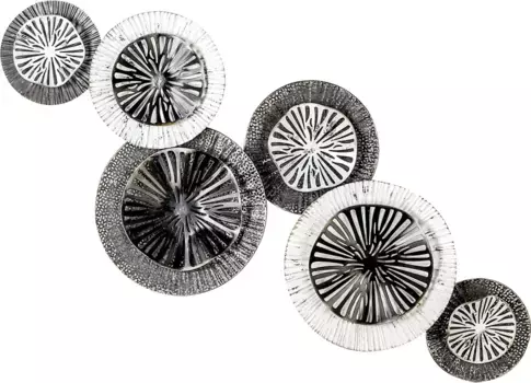 GILDE Настенный декор "Настенный рельеф Circolo", современный, металл 42х100х5 см, белый/серый/черный