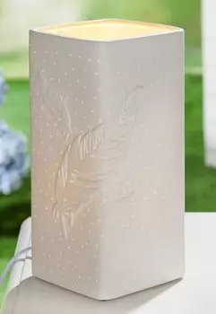 GILDE Настольная лампа, "Перо", фарфор, белый, Д. 12,5 см, Ш. 12,5 см, В. 27,5 см 32046