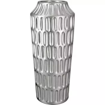 GILDE настольная ваза «Metallico, высота ок. 37 см», (1 шт.), декоративная ваза из керамики, ваза для цветов, цвет silberfarben