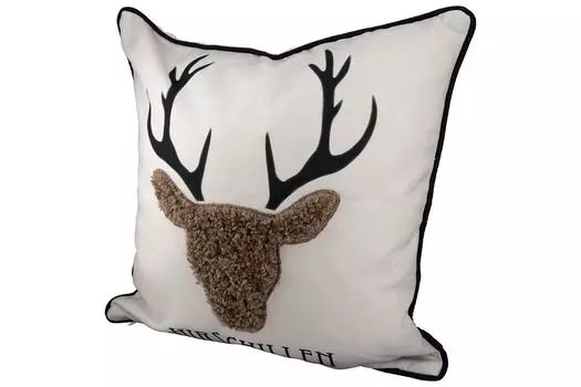 GILDE Подушка квадратная, «Хиршиллен», мотив оленя, полиэстер, кремовый, Ш 45 см, В 45 см 47409
