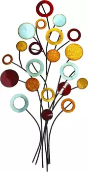 GILDE предмет настенного декора "Тонкое Древо Жизни Настенный Рельеф", настенный декор, из металла, декоративный в столовой и гостиной 51,0х97х4,0 см, красный