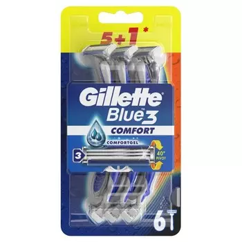 Gillette, Blue3 Comfort, Одноразовая бритва, 6 шт