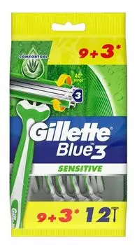 Gillette Blue3 Sensitive бритва для мужчин, 12 шт.