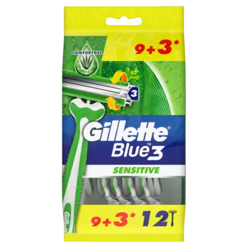 Gillette Blue 3 Sensitive одноразовая бритва мужская, 12 шт/уп