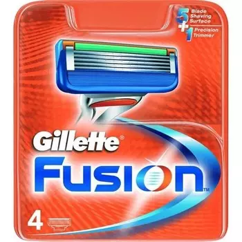 Gillette, Fusion, сменные лезвия для бритв, 4 шт