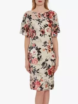 Gina Bacconi Melrose Бархатное платье с цветочным принтом, розовое