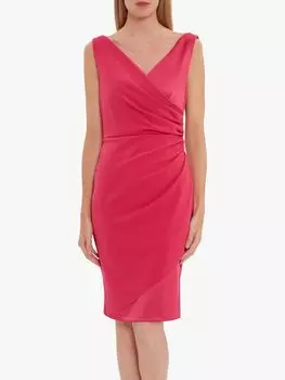 Gina Bacconi Платье из креп-атласа с запахом Loni, фуксия