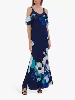 Gina Bacconi Платье макси с цветочным принтом Gilyn, темно-синий