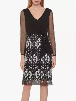 Gina Bacconi Платье миди из крепа с цветочным принтом Cristela, черный