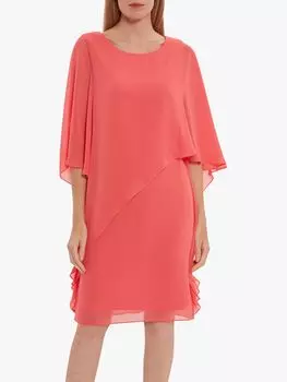 Gina Bacconi Платье прямого кроя из шифона Lariah, коралловый