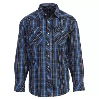 Gioberti Мужская рубашка в клетку с длинным рукавом в стиле вестерн и жемчужными кнопками, цвет Navy Blue
