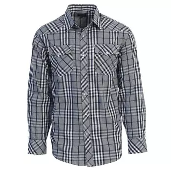 Gioberti Мужская рубашка в клетку с длинным рукавом в стиле вестерн и жемчужными кнопками, цвет Navy Gray White