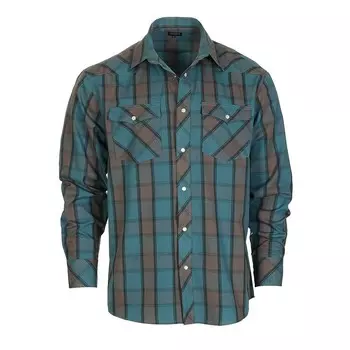 Gioberti Мужская рубашка в клетку с длинным рукавом в стиле вестерн и жемчужными кнопками, цвет Teal Brown