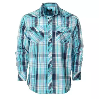 Gioberti Мужская рубашка в клетку с длинным рукавом в стиле вестерн и жемчужными кнопками, цвет Turquoise Teal