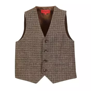 Gioberti - Твидовый клетчатый жилет для делового костюма для мальчиков, цвет Brown Checkered