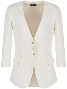 Giorgio Armani блейзер с V-образным вырезом и драпировкой, белый