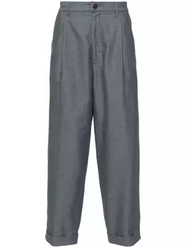 Giorgio Armani брюки из хлопка с одной складкой, синий