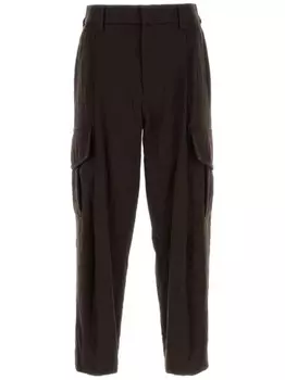 Giorgio Armani брюки из натуральной шерсти с одной складкой, коричневый