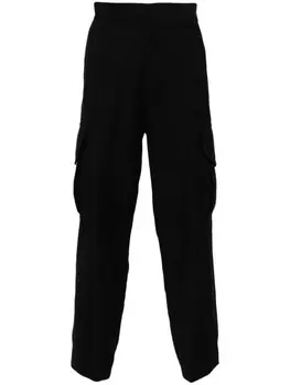 Giorgio Armani брюки-карго с одной складкой и мятым эффектом, черный