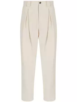 Giorgio Armani брюки строгого кроя со складками, нейтральный цвет