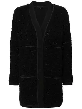 Giorgio Armani длинный кардиган-пальто из ткани букле, черный