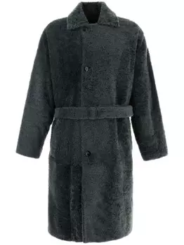 Giorgio Armani дубленка с поясом на талии, зеленый