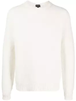 Giorgio Armani джемпер из смесовой шерсти с вышитым логотипом, белый