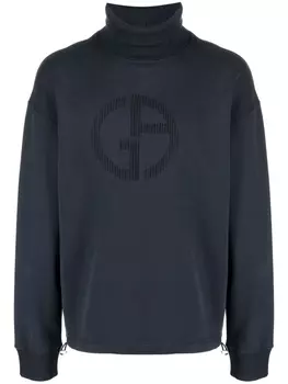 Giorgio Armani джемпер из вирджинской шерсти с высоким воротником, синий