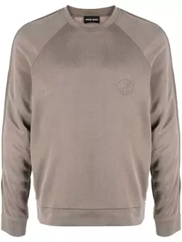 Giorgio Armani джемпер с вышитым логотипом, нейтральный цвет