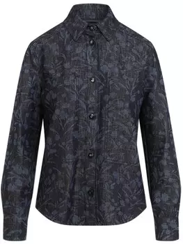 Giorgio Armani джинсовая рубашка с цветочным принтом, черный