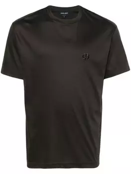 Giorgio Armani футболка с вышитым логотипом, коричневый