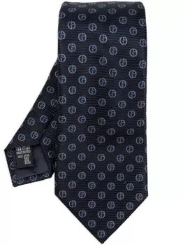 Giorgio Armani галстук из шелка с монограммным жаккардом, синий