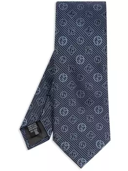 Giorgio Armani галстук из шелка с монограммным жаккардом, синий