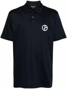 Giorgio Armani хлопковая рубашка-поло с вышитым логотипом, черный
