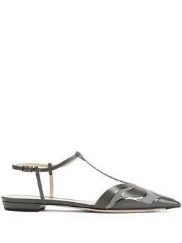 Giorgio Armani кожаные балетки, зеленый