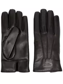 Giorgio Armani кожаные перчатки, коричневый