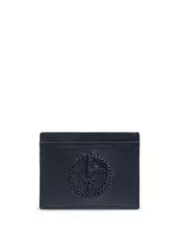 Giorgio Armani кожаный держатель для карт с гравировкой логотипа, синий