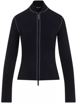 Giorgio Armani куртка на молнии с контрастной строчкой, черный