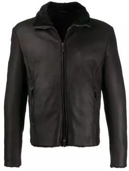 Giorgio Armani куртка на подкладке из овчины, коричневый