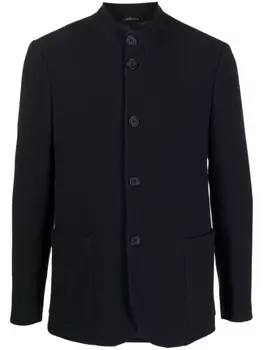 Giorgio Armani куртка-рубашка из смесовой шерсти на пуговицах, синий