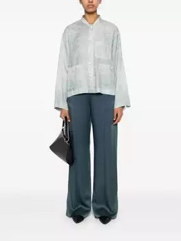 Giorgio Armani льняная рубашка с длинными рукавами, синий