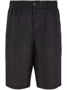 Giorgio Armani льняные шорты-бермуды с эластичным поясом, черный