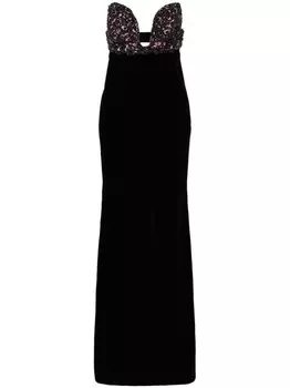 Giorgio Armani платье макси с кристаллами, черный