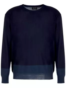 Giorgio Armani полосатый джемпер с круглым вырезом, синий