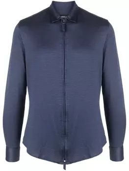 Giorgio Armani рубашка на молнии с длинными рукавами, синий